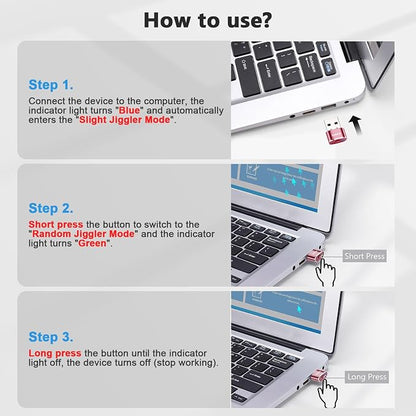 AUEDROT Mouse Jiggler Undetectable Metal USB Mouse Mover with Switch Button, Automatic Mini Mouse Shaker with 2 Jiggle Modes, Plug and Play, Keep Computer/Laptop Awake, Rose Gold, 2 PCS