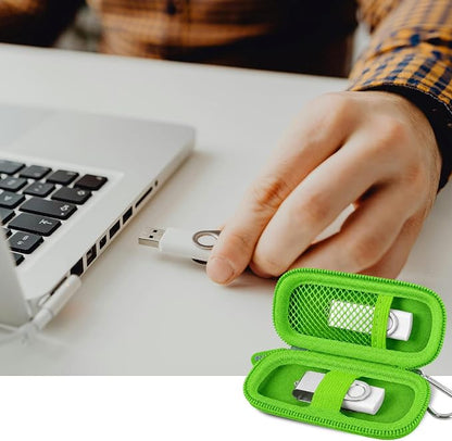 USB Flash Drive Case, SD Card Holder Compatible with Thumb Drive, Memory Cards, SDXC SDHC Storage Bag, Electronic Accessories Organizer for SanDisk for Samsung for Inland (Grass Green)