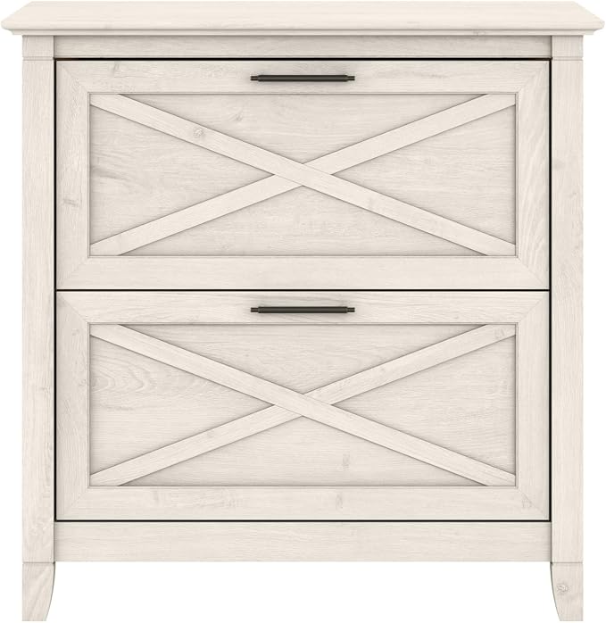 Bush Home Key West 2 Drawer Lateral File Cabinet in Linen White Oak, Document Storage for Home Office, Accent Chest with Drawers