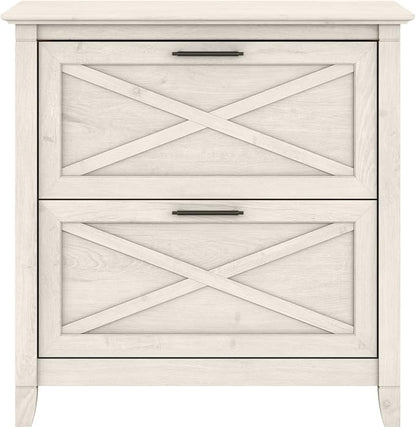 Bush Home Key West 2 Drawer Lateral File Cabinet in Linen White Oak, Document Storage for Home Office, Accent Chest with Drawers