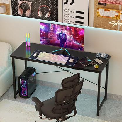 Sweetcrispy 32 Inch Small Computer Desk, Home Office Desk, Small Study Workstation for Bedroom, Study Table with X-Shaped, Modern Simple Gaming Table, Black