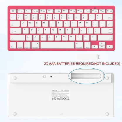 OMOTON Ultra-Slim Bluetooth Keyboard for iPad 11th/10th/9th/8th/7th, iPad Pro/Air/Mini and iPhone Series, Wireless iOS Keyboard with 12 Multimedia Keys for Office, Home, Travel, School,Red