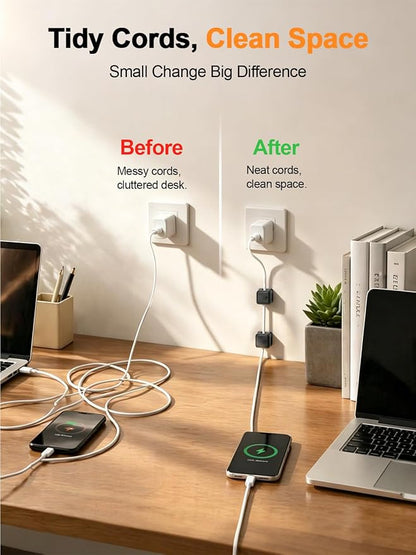 8 Pack Cord Organizer Holder,Costop Strong Adhesive Under Desk Cable Management,Magnetic Cable Clips,Wire Holder Keeper Organizer Neatly for Home,Office,Car,Desk,Nightstand,Desktop