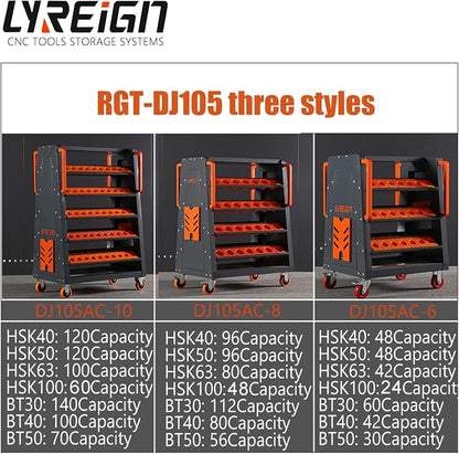 HSK100 CNC Tool Cart-60 Cap, 5-Tier CNC Rolling Carts with Wheels，40 Taper Tool Holder, CNC Mobile Tool Holder, CNC Tool Organizer, CAT 40 Tool Holder Set for StorehouseFactory Garage