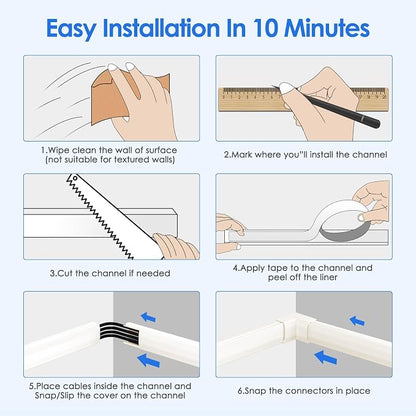 Yecaye 125in Cord Hider, Large Cord Covers for Wires on Wall, Cable Management Kit for Mount TVs, Wire Hider Cable Concealer for Home Office, W1.18in H0.6in, Beige