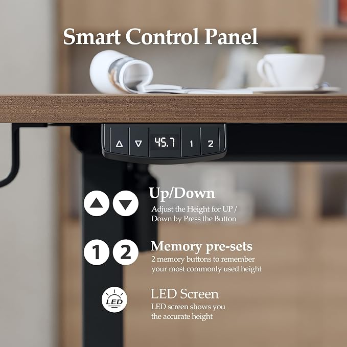Klicelor L Shaped Standing Desk 63 x 35.4 Inch, Electric Height Adjustable Corner Desk for Home Office Workstation, Ergonomic Sit Stand Computer Table with Memory Controller, Dark Walnut