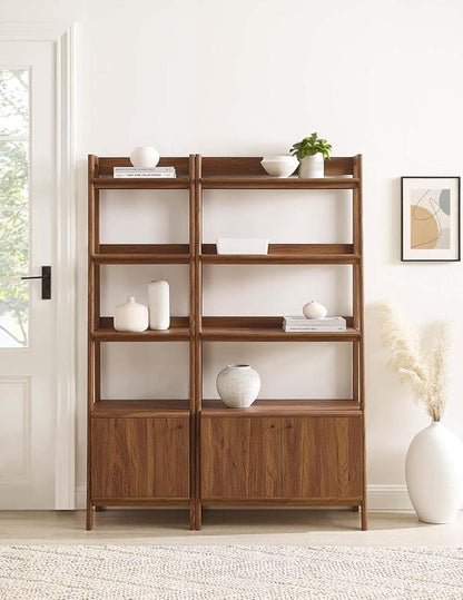 Modway Bookshelf Display Cases in Walnut - Set of 2