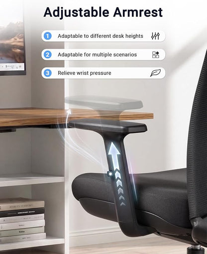 HYLONE Ergonomic Office Chair with Adaptive Gravity Balance Recline, High Back Mesh Chair with Adjustable Headrest & Lumbar Support, X-Frame Structure, Comfortable Big and Tall Home Office Chair