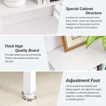 HOMISSUE Bookshelf, 7-Tier Bookshelf, Rustic Wood Metal Bookshelves and Bookcases, Freestanding Open Bookshelf, Industrial Tall Bookcase for Home Office, Living Room and Bedroom, White