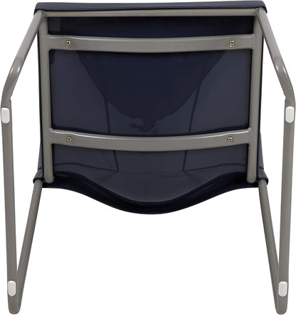 Flash Furniture Hercules Series Contoured Stacking Chairs for Waiting Rooms and Offices, Ergonomic Lobby Chairs with Curved Back, Set of 5, Navy