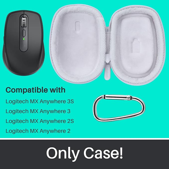 Lebakort Hard Case Compatible with Logitech MX Anywhere 3S & 2S Compact Performance Mouse (Pale Grey Case)