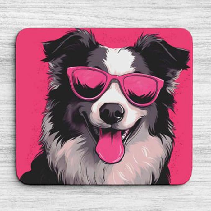 Pink Mousepad Glamour Dog Australian Shepherd Mouse Pad for Home Office Gaming Working Desk Computer Desktop Accessories Non-Slip Rubber Mousepad for Dog Lovers