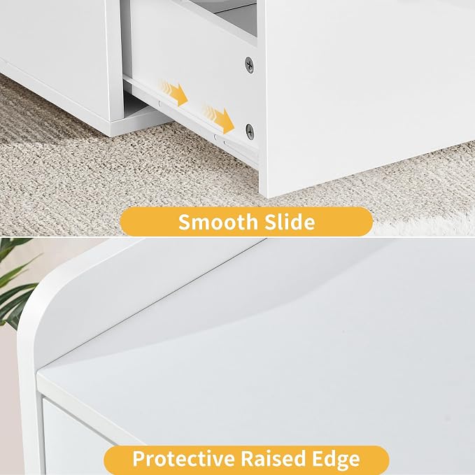 DWVO File Cabinet with Charging Station, 2 Drawer Lateral Filing Cabinet with Storage, Large Printer Stand for Home Office Living Room, Fits A4 Legal Letter Documents, White