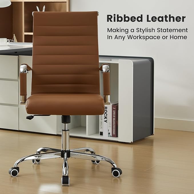 Office Desk Chair Leather, Conference Room Chairs with Wheels, Modern Executive Computer Guest Chairs with Arms.