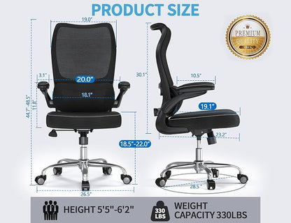 TRALT Ergonomic Office Chair - Desk Chair with Wave High Back Adjustable Lumbar Support Computer Chair - Gaming Chairs Mesh Backrest and PU Leather Seat for Home Reading Chairs (Black Pack of 2)