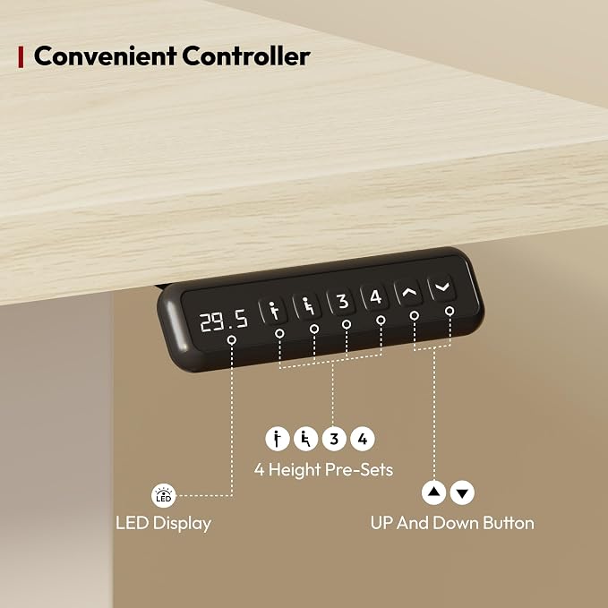SANODESK L Shaped Standing Desk Adjustable Height, Electric Corner Standing Desk, 71 x 63 inch Sit Stand Computer Table with Splice Board, Maple
