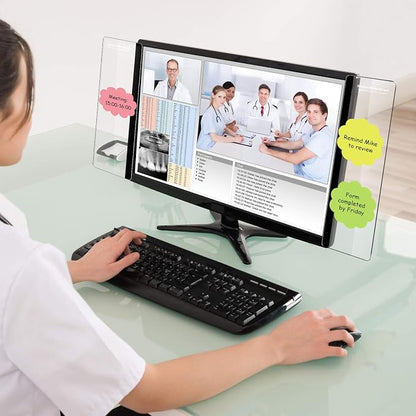 Zonon 12 Pieces Monitor Memo Board, Memo Boards for Computers Transparent Acrylic Monitor Side Panel Office Desk Accessories Desktop Computer Sticky Note Holder for Office Home Work Desk