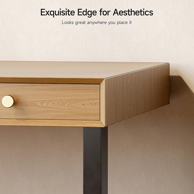 Electric Standing Desk with 3 Drawers, 55 x 24 Inch Height Adjustable Stand up Desk with Storage and Widened Legs, Retro Home Office Desks with Memory Controller for Computer Workstation, Oak Brown