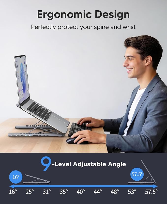USB C Laptop Docking Station Stand 3 Monitors 4K@60Hz, 10 in 1 USB C Hub with Dual HDMI+DP, 2*USB 3.0, PD 100W, USB C 3.0, SD/TF, Dock Station for MacBook Pro/Air/Dell/HP/Surface/Lenovo