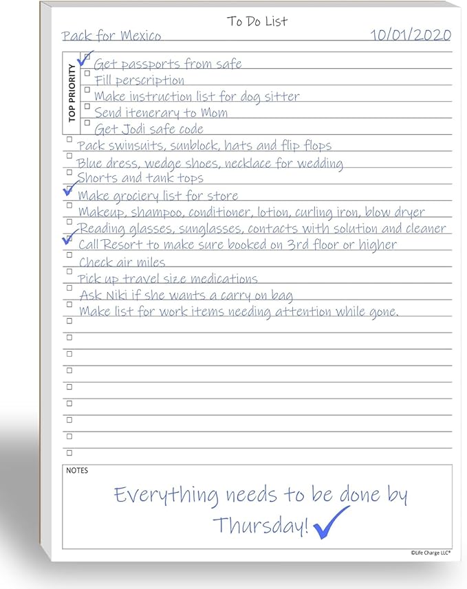 Life Charge To Do List Notepads for Work, Daily Checklist Planner Pads with Priority & Notes, Task Organizer & Productivity Planner, Multiple Sizes & Layouts