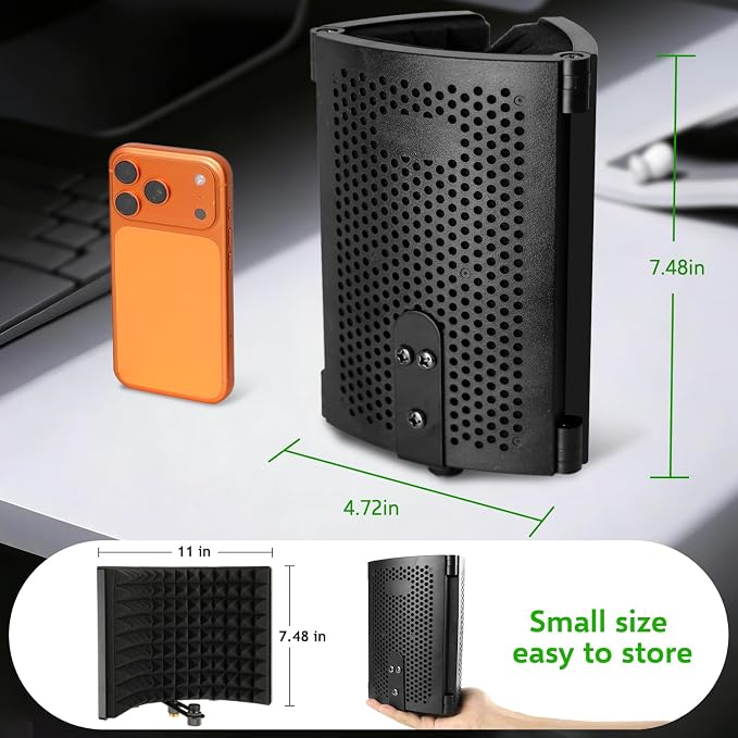 Microphone Isolation Shield, Foldable Mic Sound Absorbing Foam for Condenser Microphone Mic Arm Stand Recording Equipment Studio, High Density Absorbent Foam to Filter Vocal by Frgyee