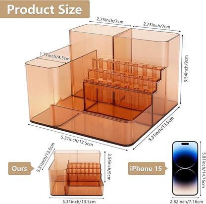 Nail Drill Holder, 21 Holes Nail Drill Machine & Bits Storage Box, Acrylic Nail Drill Bit Holder Professional Nail Tools Organizer, Nail Desk Organizer for Nail Tech (Coffee)