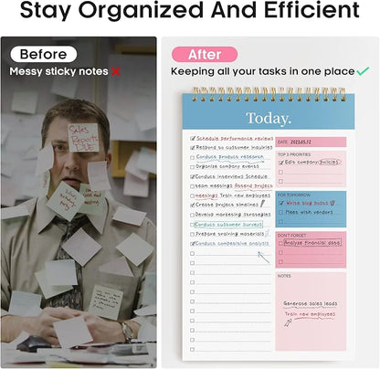 Taja To Do List Notepad - To Do List Notebook for Work with 52 Sheets, 9.8" x 6.5", Undated Daily Planner Perfect for Daily Tasks and Goal Setting, Notepad Suitable for Office, Home & School - Early Dawn