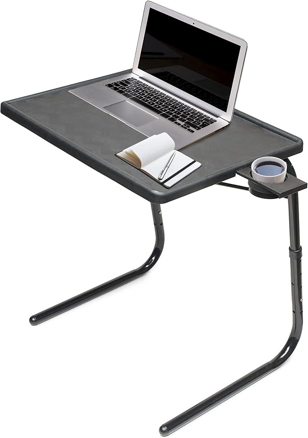 Table-Mate TV Tray Table | Portable Desk Folding Dinner Tray, Couch Table Trays for Eating Snack Food, Portable Laptop Desk, Bed Trays for Eating | Adjustable TV Trays with 3 Angles and Cup Holder