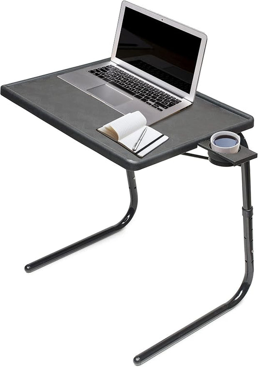 Table-Mate TV Tray Table | Portable Desk Folding Dinner Tray, Couch Table Trays for Eating Snack Food, Portable Laptop Desk, Bed Trays for Eating | Adjustable TV Trays with 3 Angles and Cup Holder
