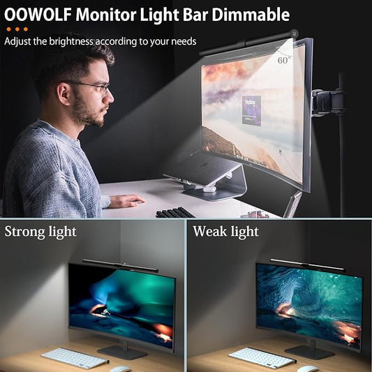 OOWOLF Monitor Light Bar, Ra90 Computer Monitor Lamp for Eye Caring, USB Reading Lamp Task Lamp, Dimmable Light Bar with Memory, No Glare Space Saving Home Office 16.20" 2-Pack