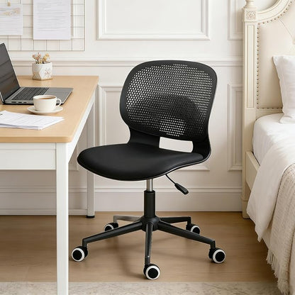 Home Office Chair, Armless Mid-Back Computer Desk Chair with Breathable Backrest and Padded Cushion, Height Adjustable Swivel Ergonomic Task Chair for Home, Work, Study