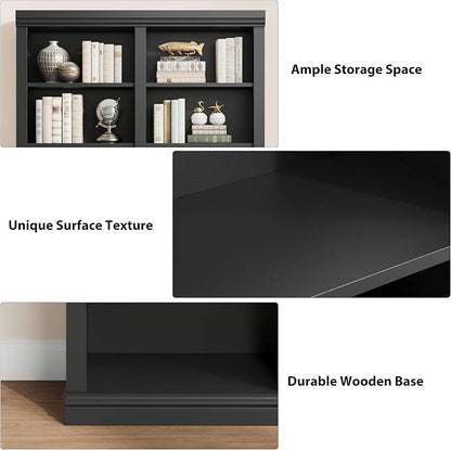 Garvee 74.5" Tall Bookshelf with Double Storage, 6-Tier Large Bookshelf, Double Wide Bookshelves w/ 12 Cubbies, Wide Freestanding Bookcases for Livingroom Office Library (Blcak, 74.5"H*46.1"W*12.4"D)
