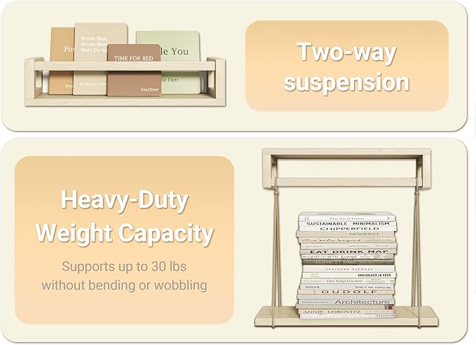 TidyCorner Upgraded Thick Floating Shelves, Solid Wood Bookshelf for Wall, Floating Book Shelves Use as Wall Shelves for Bedroom, Living Room, Kitchen, Books, Spice Rack & Decor – Natural Poplar