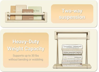 TidyCorner Upgraded Thick Floating Shelves, Solid Wood Bookshelf for Wall, Floating Book Shelves Use as Wall Shelves for Bedroom, Living Room, Kitchen, Books, Spice Rack & Decor – Natural Poplar