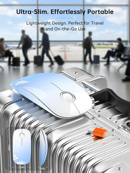 RAPIQUE USB C Wireless Mouse for MacBook, Sky Blue Gradient Slim Mouse, Silent Click, 800/1200/1600 DPI, AA Battery Powered, Type C Portable 2.4GHz Wireless Mouse for iPad, Laptop, Chromebook, Laptop