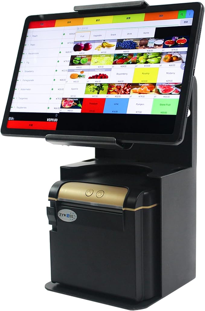 ZYWELL TS32 iPad Pos Stand Swivel with Thermal Printer Shelf for POS, Retail & Business All Metal no Installation Tilting, Waterproof Secure Checkout Stand Suitable for 9.7-13 inch Tablet