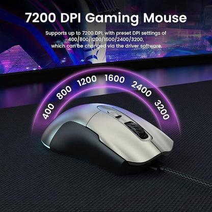 GEODMAER 65% Gaming Keyboard and Mouse Combo, RGB Backlit Keyboard + 7200 DPI Gaming Mouse, Ultra-Compact Anti-Ghosting Wired Keyboard and Mouse for PC Laptop Gamer