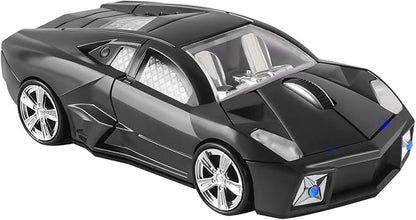 CHUYI Cool Sports 3D Car Shape Wireless Mouse Optical Cordless Mice with USB Receiver for Office School Home Travel for PC Laptop Computer Gift (Black-1 Pack)