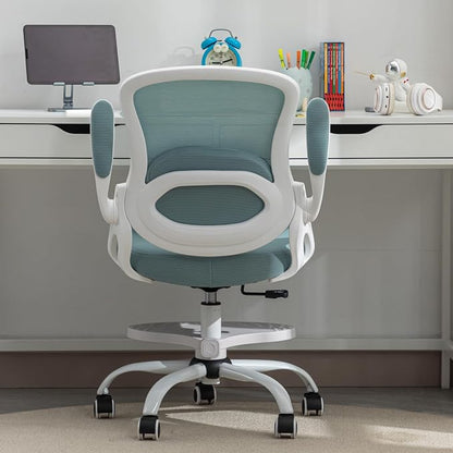 Kids Desk Chair,Ergonomic Study Chair with Adjustable Height,Swivel Mesh Desk Chair with Wheels,Home Office Chair for Children in Home Bedroom Blue