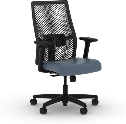 HON Ignition 2.0 ReActiv Ergonomic Office Chair, Mesh Desk Chair with Lumbar Support, Synchro‑Tilt Recline, Height and Width Adjustable Arms, Swivel Wheels, Black Frame, Nimbus