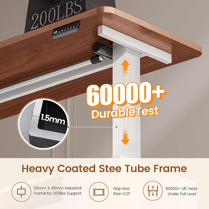SEDETA Modern L Shaped Electric Standing Desk, 69" x 55" Height Adjustable Office Executive Desk with 4 Drawers and Storage Shelves, Sit Stand Computer Desk with Power Outlet, White + Brown