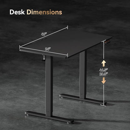 Electric Standing Desk,40x24 Inches Adjustable Height Stand up Desk, Sit Stand Home Office Desk with Splice Board, 3 Preset Heights,Equipped with Hooks,Ergonomic Computer Desk Workstation，Black