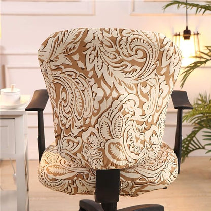 Jinzio Computer Office Chair Cover - Split Protective & Stretchable Cloth Polyester Universal Desk Task Chair Chair Covers Stretch Rotating Chair Slipcover, Light Brown