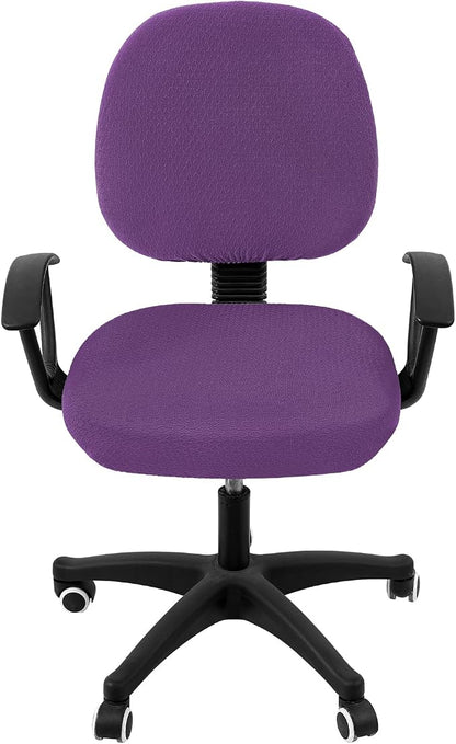 Smiry Stretch Jacquard Office Computer Chair Covers, Removable Washable Universal Desk Rotating Chair Slipcovers Protector, Seat + Backrest Cover, Purple