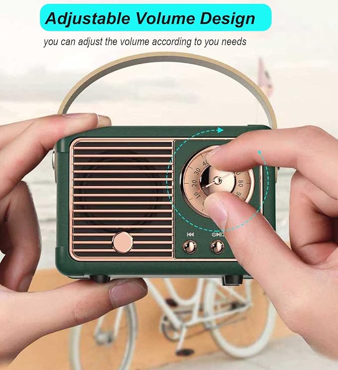 Dosmix Retro Bluetooth Speaker, Vintage Decor Mini Wireless Speaker, Cute Portable Small Speaker for Bedroom Desk Kitchen Office, Old Fashion Style Room Decor Speaker, Gift for Women Men Girls(Green)