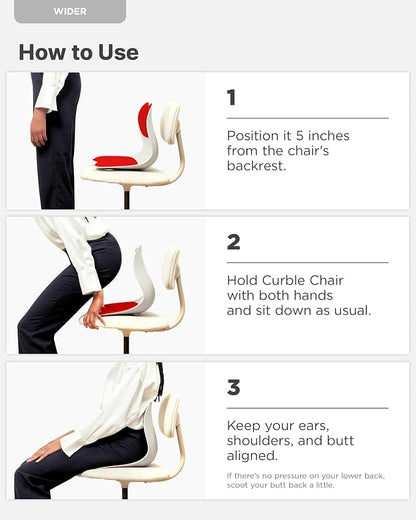 curble Wider 2 Pack – Ergonomic Desk Chair Seat Cushion, Everyday Passive Posture Trainer for Work from Home, Office & Car, Breathable Lumbar Support (Red)