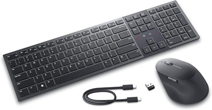 Dell KM900 Premier Collaboration Keyboard and Mouse - Zoom Touch Controls, Backlight Keyboard, Bluetooth 5.1, Radio Frequency 2.4GHz - Black