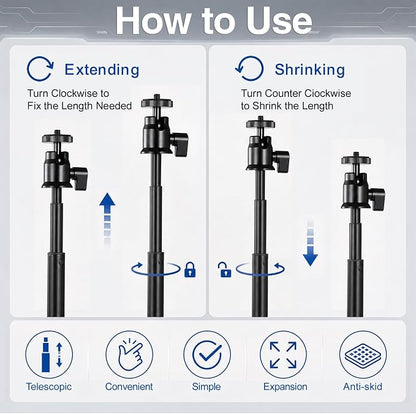 Webcam Stand for Desk, 28" Telescopic Tripod with Phone Holder, Desktop Webcam Mount Compatible with Logitech Webcam C922 C930e C920S C920 C615 C960 C920x BRIO 4K NexiGo N60, 1/4'' Thread