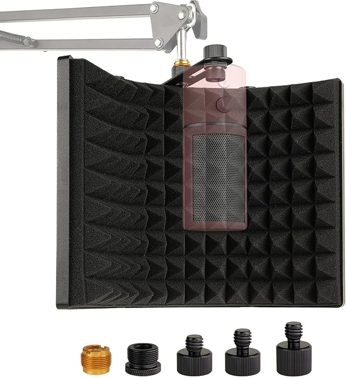 Microphone Isolation Shield, Foldable Mic Sound Absorbing Foam for Condenser Microphone Mic Arm Stand Recording Equipment Studio, High Density Absorbent Foam to Filter Vocal by Frgyee