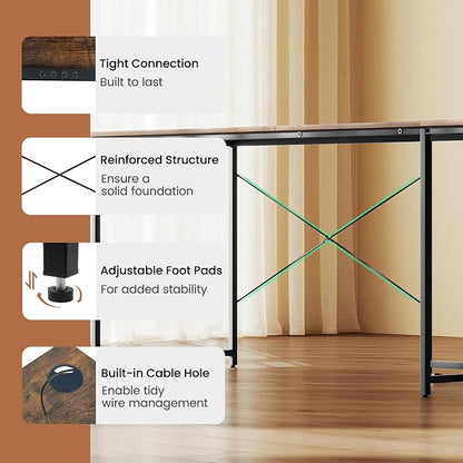 Tangkula L-Shaped Computer Desk with Power Outlets, 95” Long 2-Person Desk with Monitor Shelf, Modern Corner Desk Gaming Table with USB Ports for Home Office
